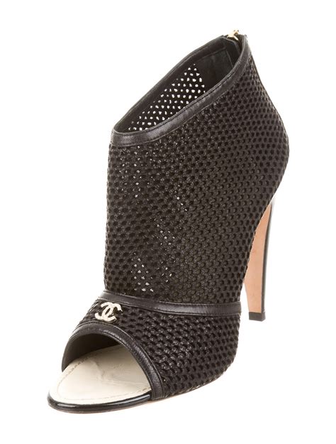 chanel mesh peep toe booties
